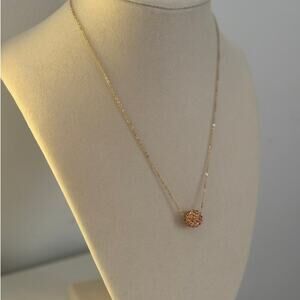 Rose Gold Crystal Ball Necklace Dainty Minimalist Pendant Gift Women